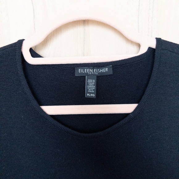 Eileen Fisher Womens Tank Top Size PL Black Wool Quiet Luxury Minimalist Office - Picture 4 of 6